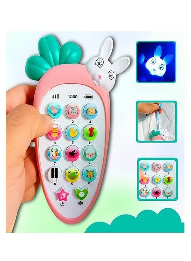 Lifera Rabbit Baby Carrot Phone Toy with Light-up Buttons, Educational Musical Toy with Animal Sounds and Bell - Image 3